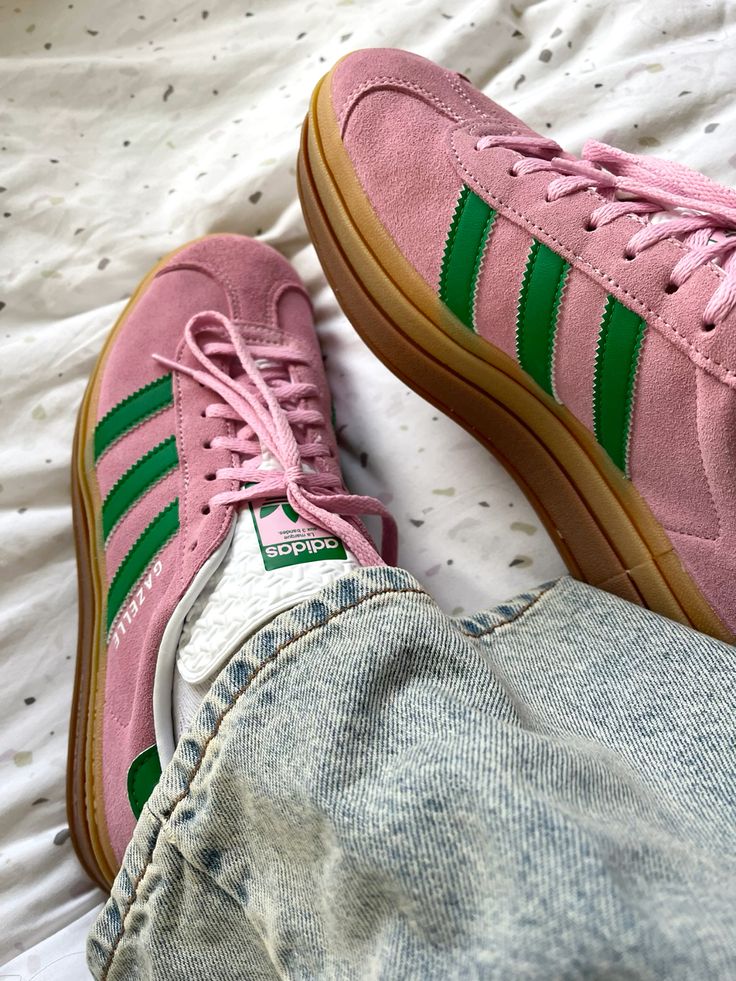 Adidas Gazelle Bold True Pink Green STripe - DROP UP