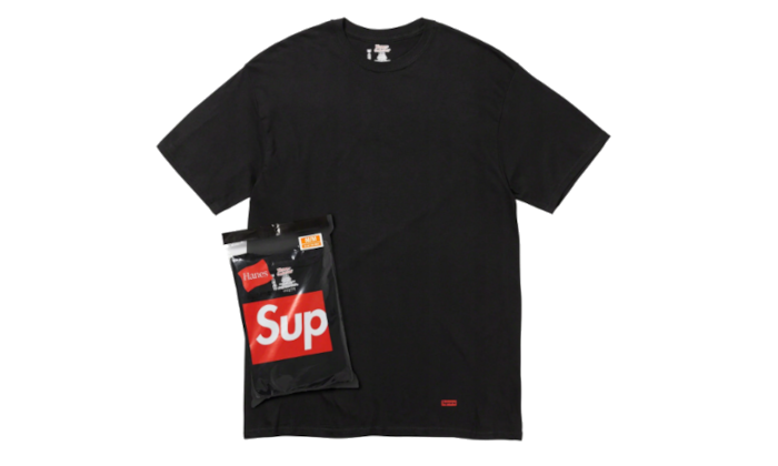 Supreme x Hanes Tagless Tee Black - DROP UP