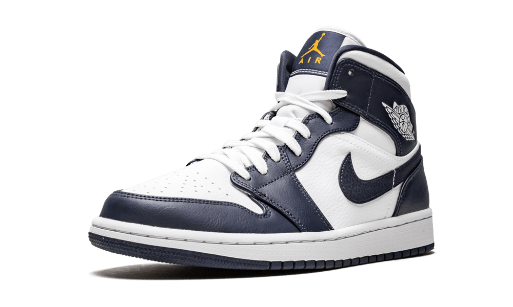 Air Jordan 1 Mid White Metallic Gold Obsidian - DROP UP